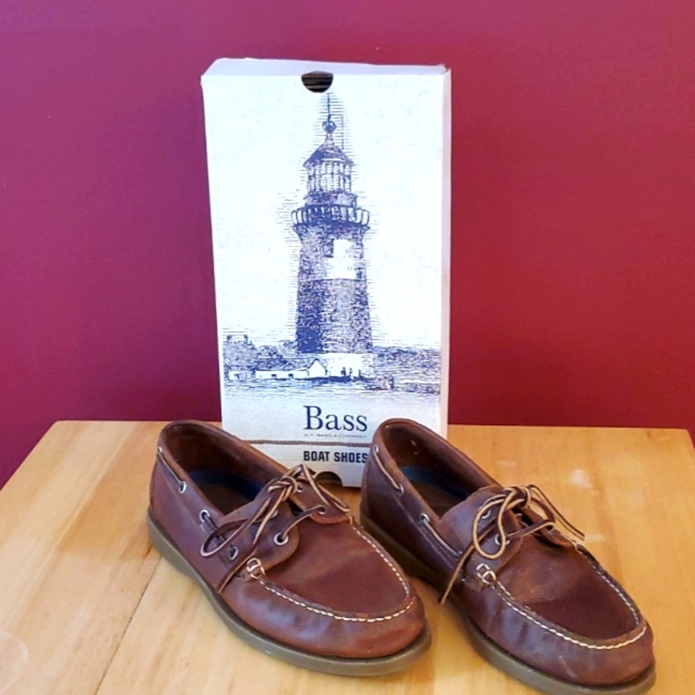 Bass Dark Brown Leather Boat Shoes